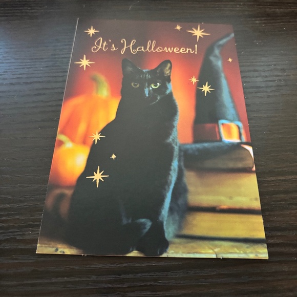 BLACK CAT HALLOWEEN GREETING CARD - Picture 1 of 2